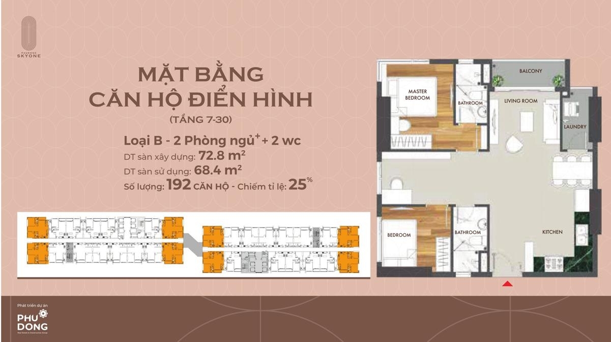 Thiet Ke 72m2 Phu Dong Sky One Thiết kế căn hộ 72m2 dự án Phú Đông Sky One