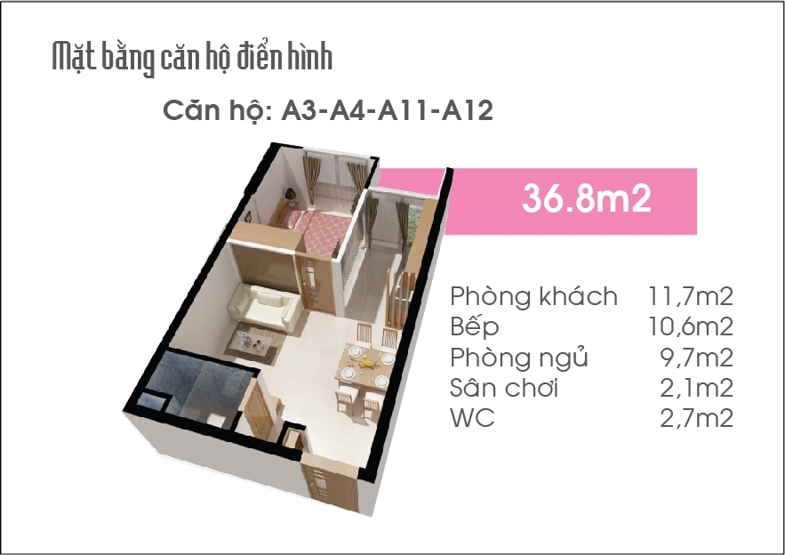 Thiet Ke Can Ho 36.8m2 Du An Can Ho Chung Cu Sen Hong Quan Thu Duc 1 Thiết kế căn hộ 36.8m² căn hộ dự án chung cư Sen Hồng