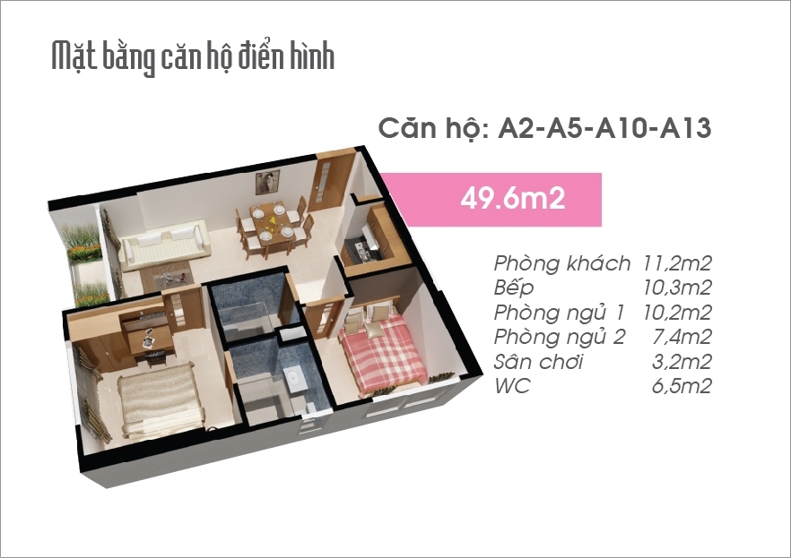 Thiet Ke Can Ho 49.6m2 Du An Can Ho Chung Cu Sen Hong Quan Thu Duc 1 Thiết kế căn hộ 49.6m² căn hộ dự án chung cư Sen Hồng