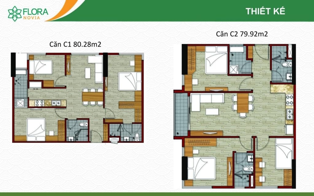 Mat Bang Thiet Ke Can 3pn Flora Novia 1024x640 3 Layout căn hộ 3PN + 2WC