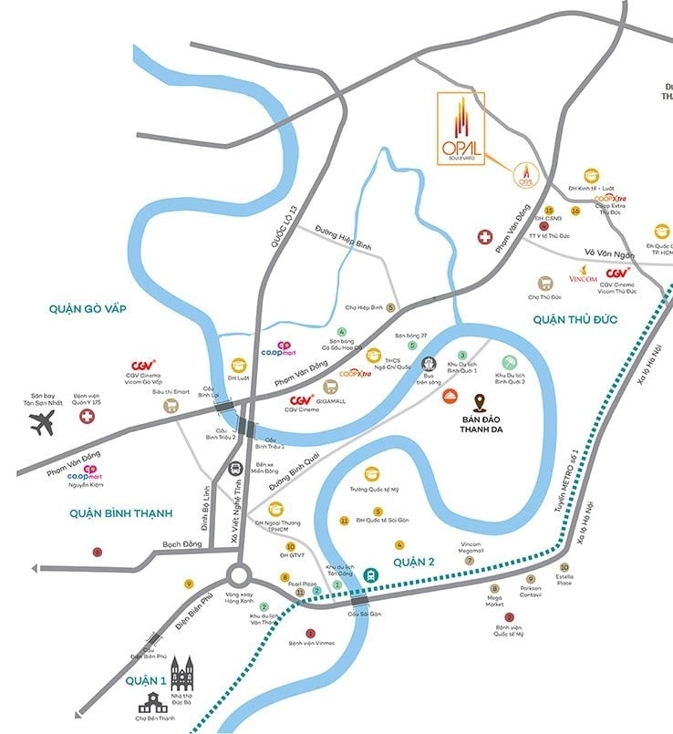 vị trí dự án căn hộ chung cư Opal Boulevard Phạm Văn Đồng